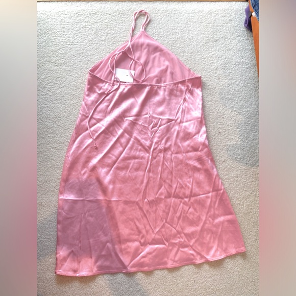 NWT ZARA Satin halter neck dress size L pastel pink - Picture 4 of 13